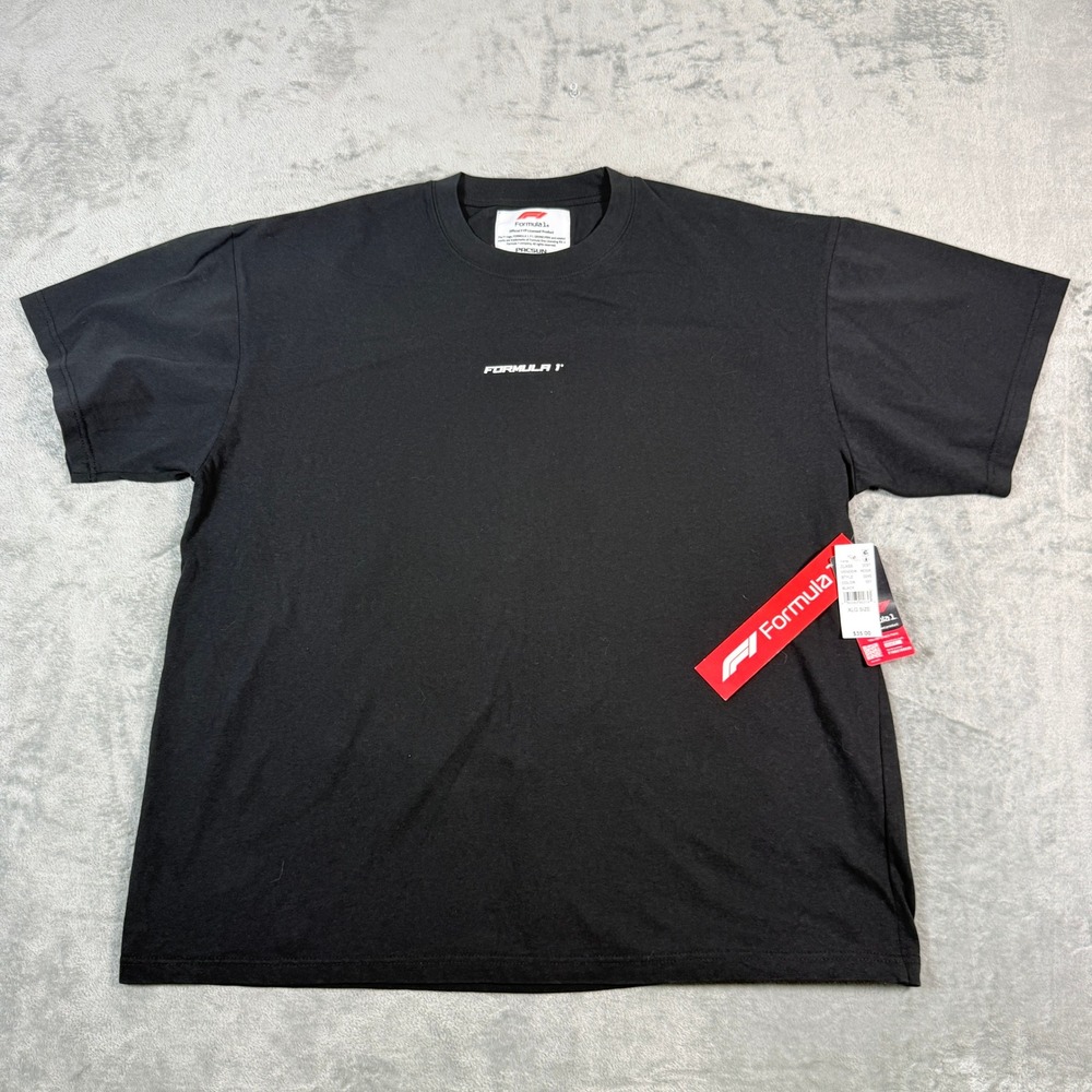 PacSun Mens XL Formula 1 F1 T-Shirt Black Grand Prix Racing Short Sleeve